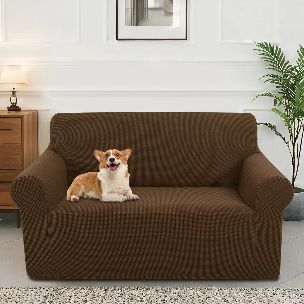 Stretch Couch Covers for Sofa Washable, Large, Chocolate