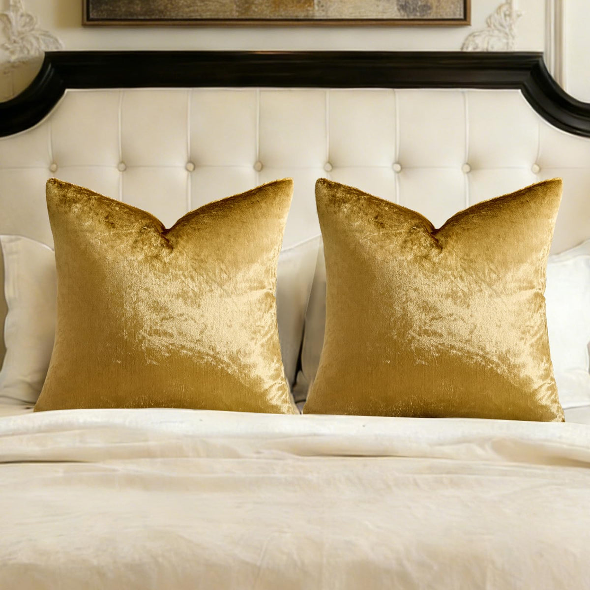 GIGIZAZA Gold Velvet Pillow Covers 18x18 Decorative Pillows Pack of 2