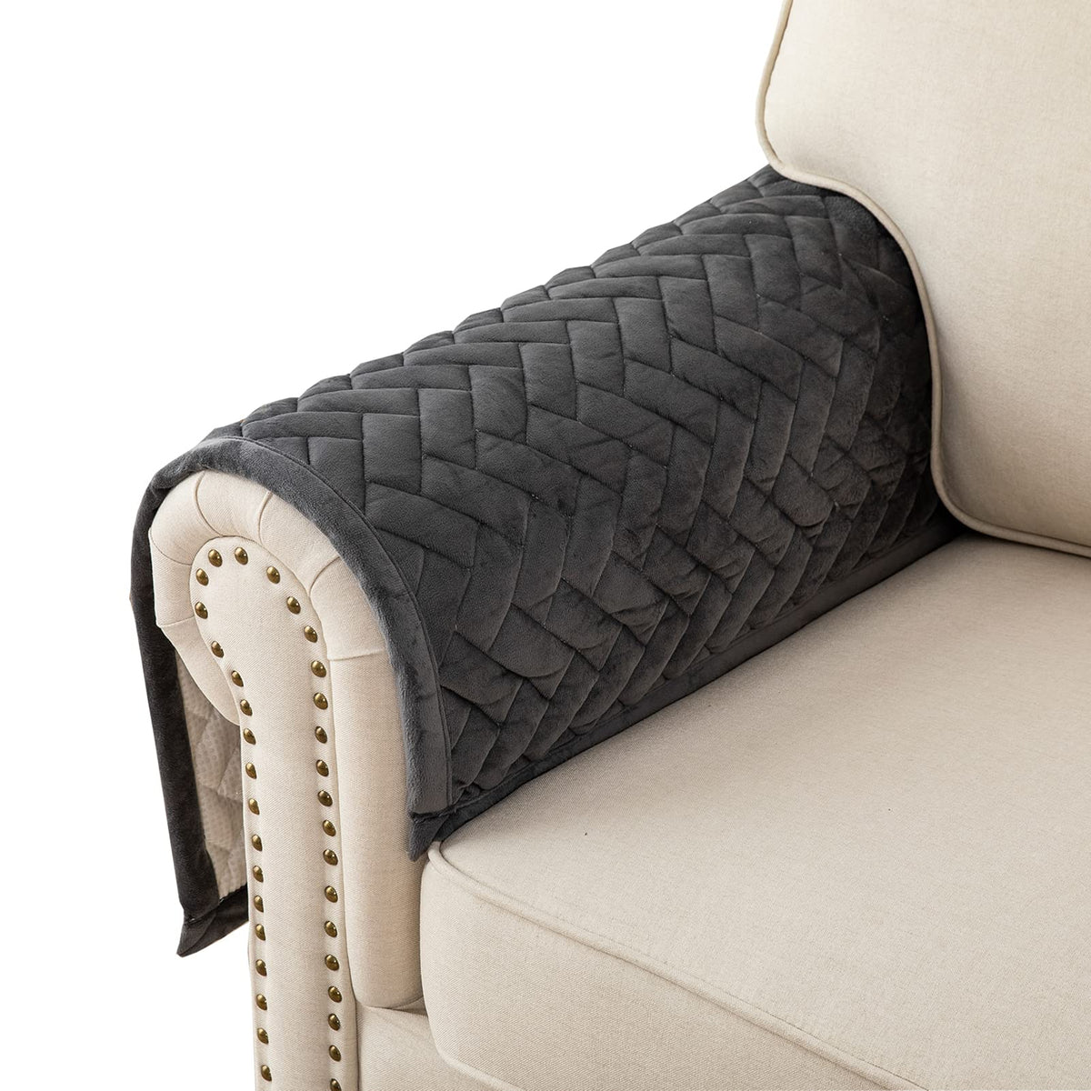 Eismodra Armrest Covers,Couch Cover,Sofa Cover,Backrest Covers,Anti-Slip Armchair Slipcovers for Dogs Cats Pet Loveseat Recliner Leather L Shaped,White 28 x 28 Inches (Only 1 Piece)