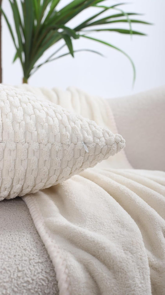 VAKADO Couch Throw Pillow Covers 18x18 Set of 4 Decorative Neutral Corduroy Boho Rustic Farmhouse Cushion Case Square for Home Decor Sofa Living Room Bed