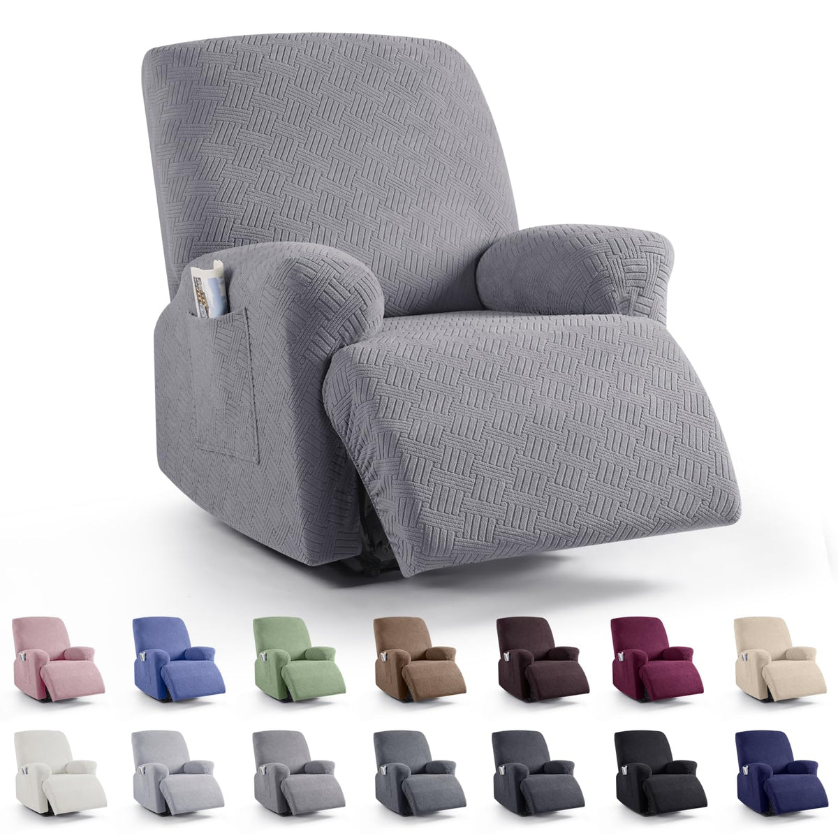 KinCam Recliner Sofa Covers, Stretch Reclining Cover, Dark Gray