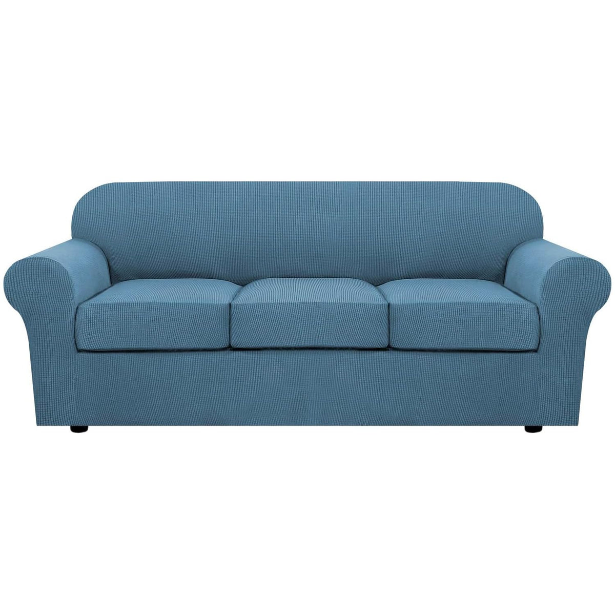 H.VERSAILTEX 4 Piece Stretch Sofa Covers for 3 Cushion Couch Covers for Living Room Slipcovers (Base Cover Plus 3 Seat Cushion Covers) Upgraded Thicker Jacquard Fabric (Sofa, Sand)