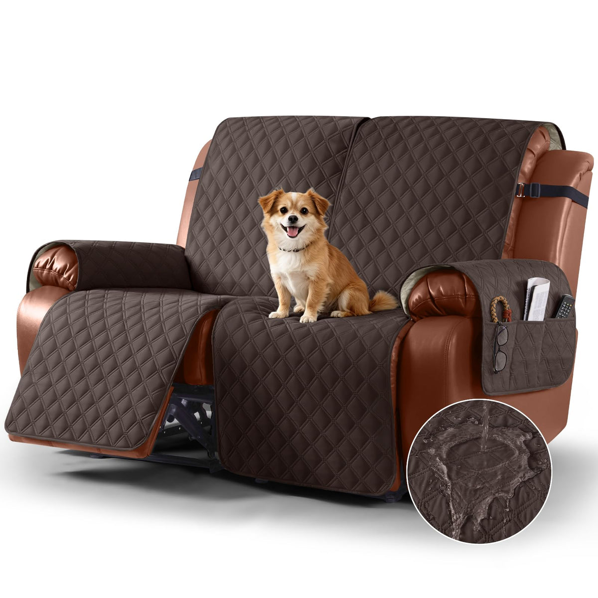 Ruaozz Waterproof Recliner Couch Covers, Non-Slip Sofa SlipCover, 3 Seater