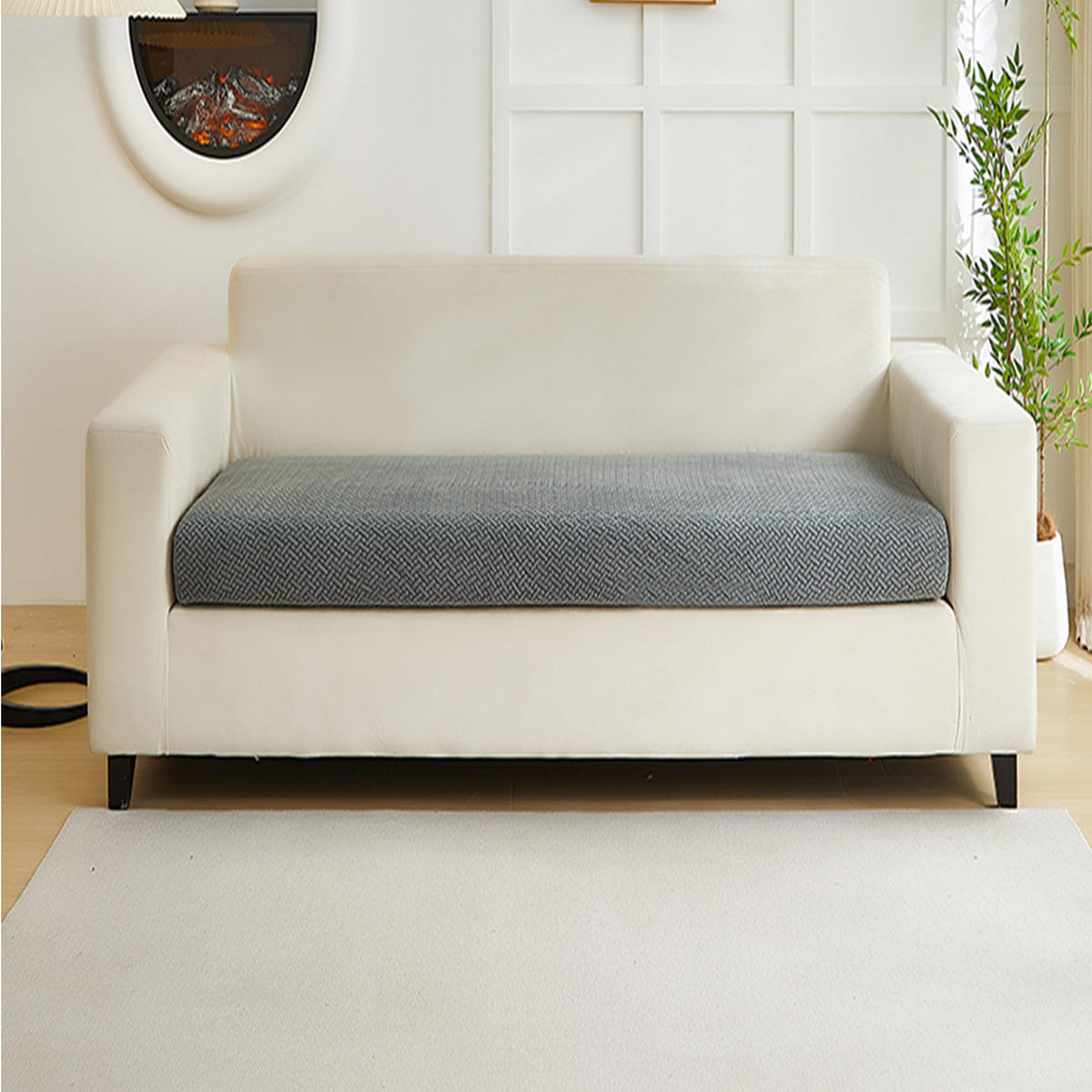 Yoovat Couch Cushion Covers for Sofa Couch Covers Wear-Resistant Universal Sofa Cover Washable Stretch for Sectional Slipcovers (Texture-Light Gray,Large Single Seat Cover)