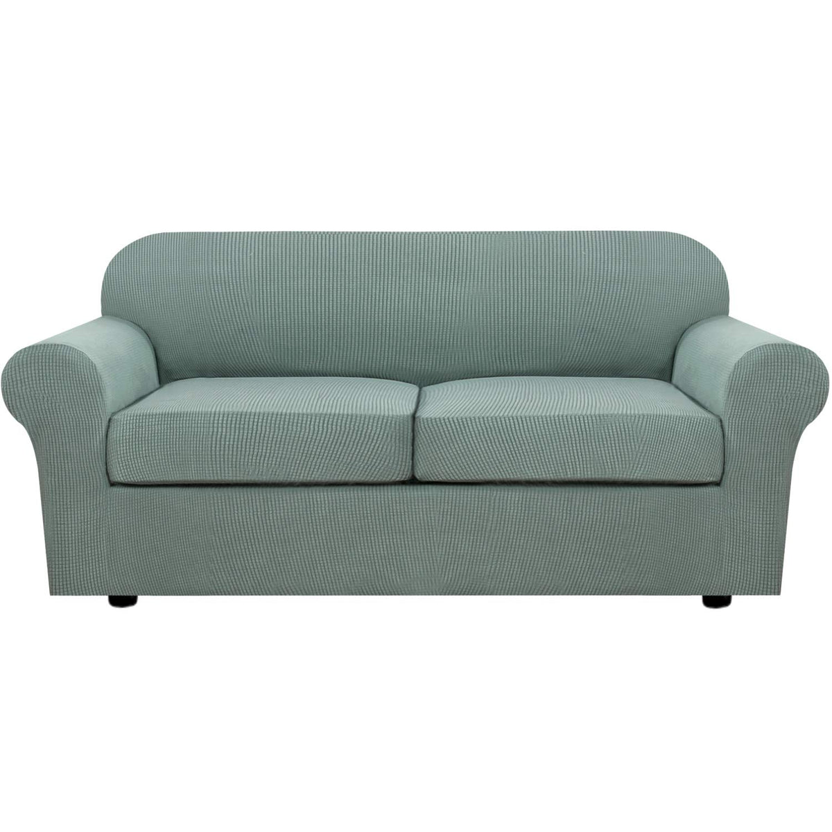 H.VERSAILTEX 4 Piece Stretch Sofa Covers for 3 Cushion Couch Covers for Living Room Slipcovers (Base Cover Plus 3 Seat Cushion Covers) Upgraded Thicker Jacquard Fabric (Sofa, Sand)