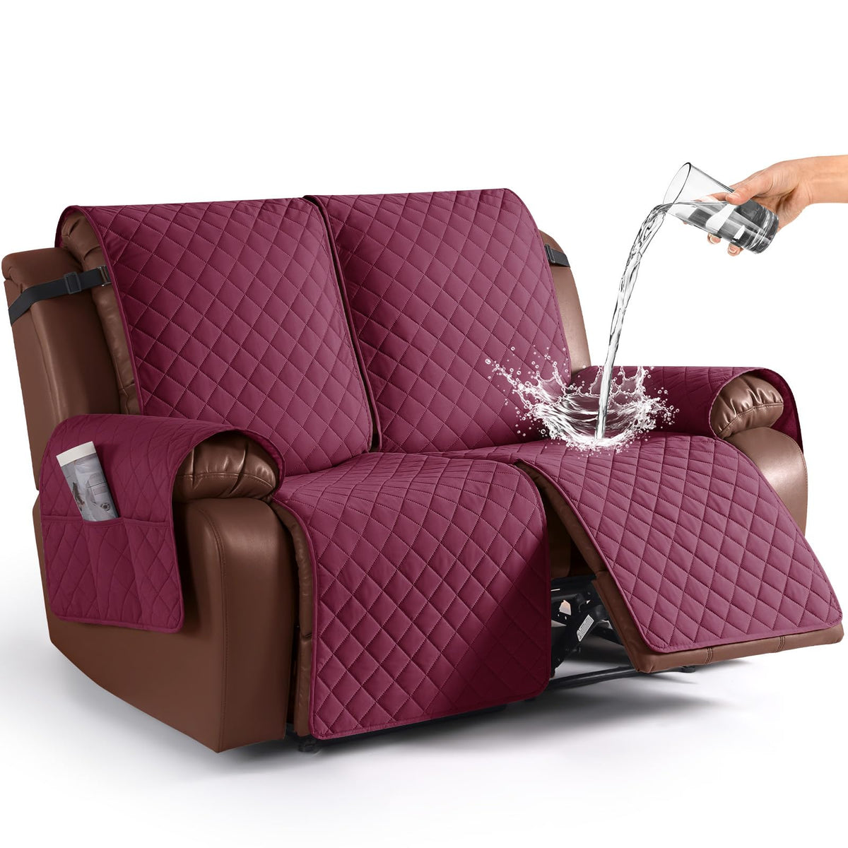 KinCam Waterproof Recliner Sofa Covers Washable, 3 Seater, Chocolate