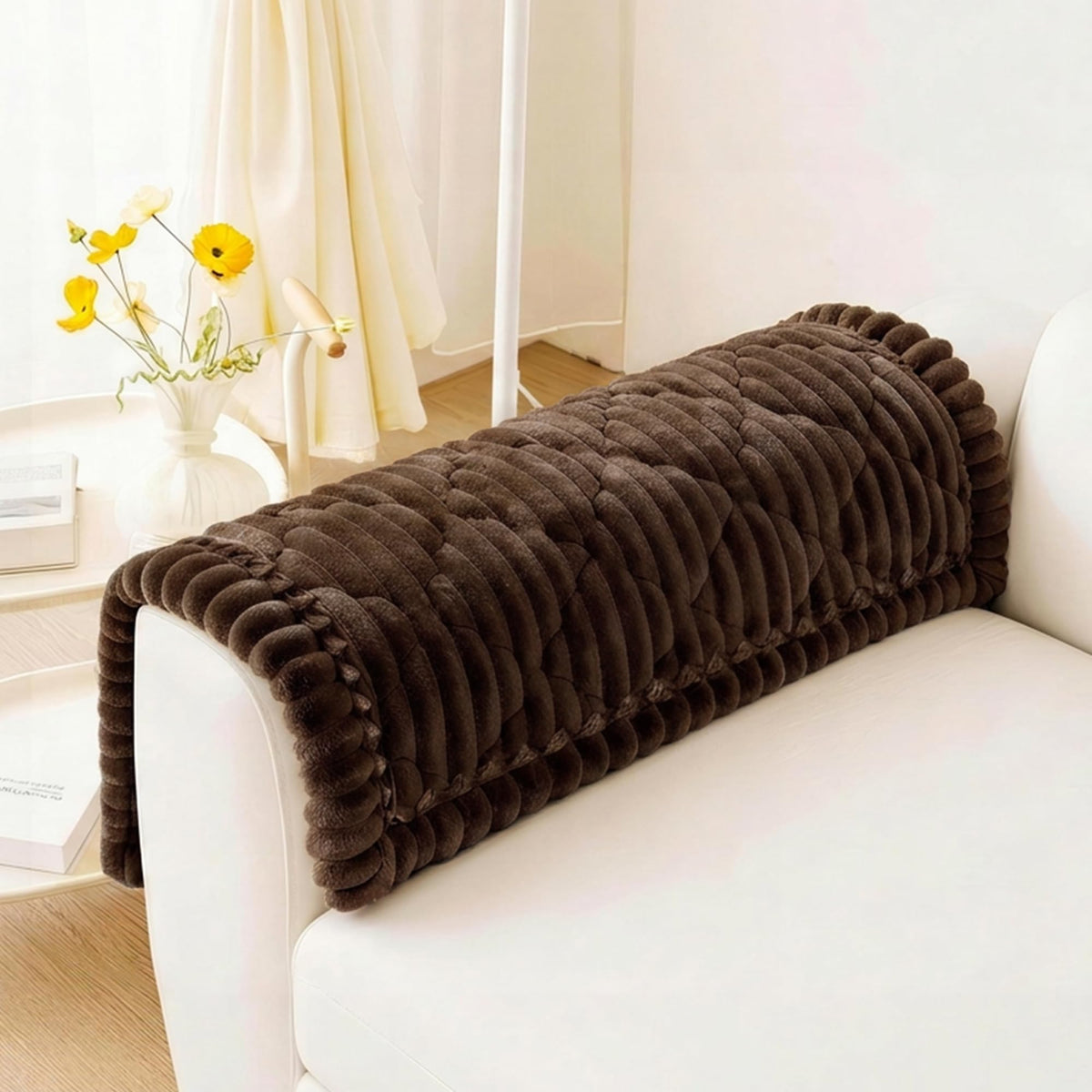 PuTian 100% Waterproof Fuzzy Couch Cover for Dogs White 27.6"x59"