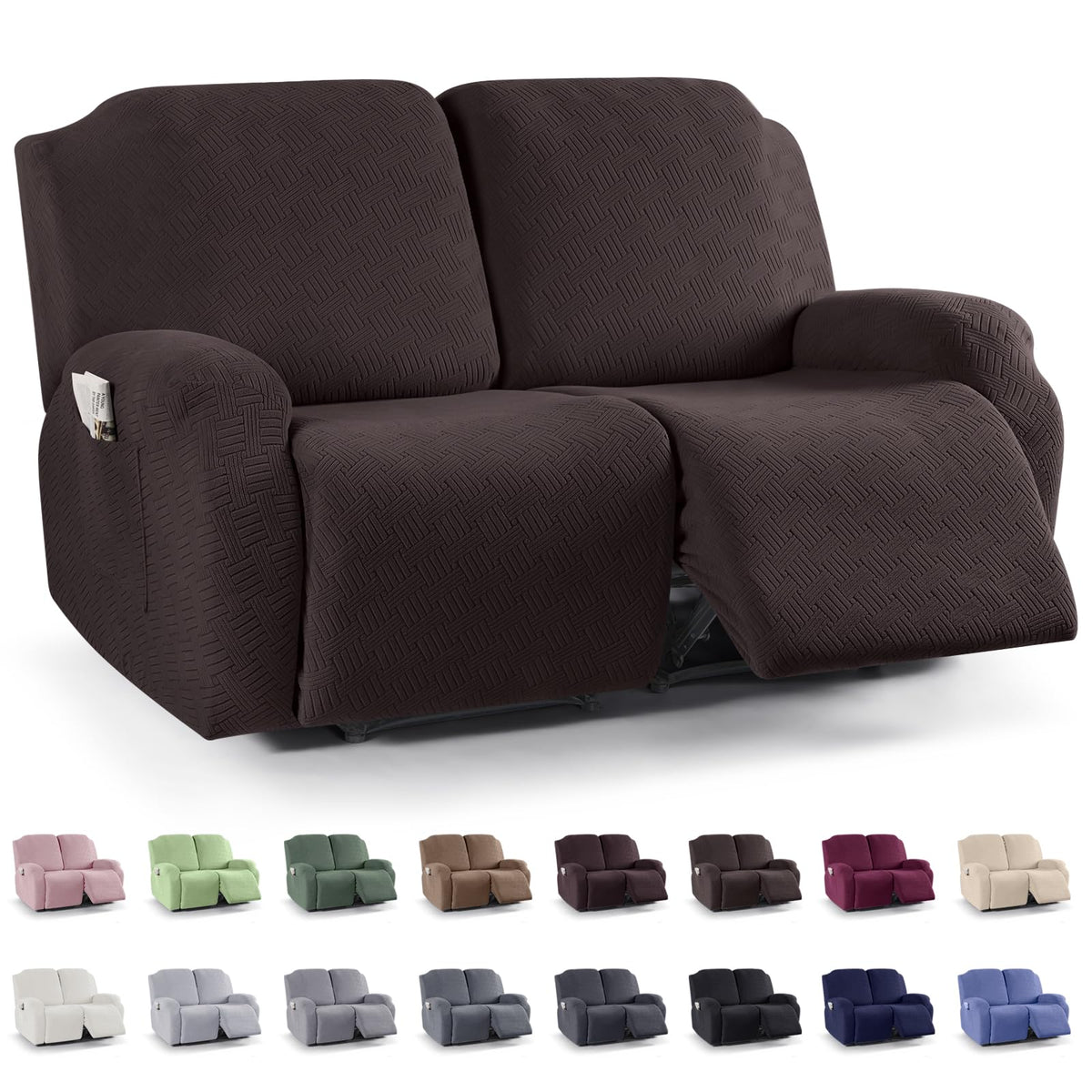 KinCam Recliner Sofa Covers, Stretch Reclining Cover, Dark Gray