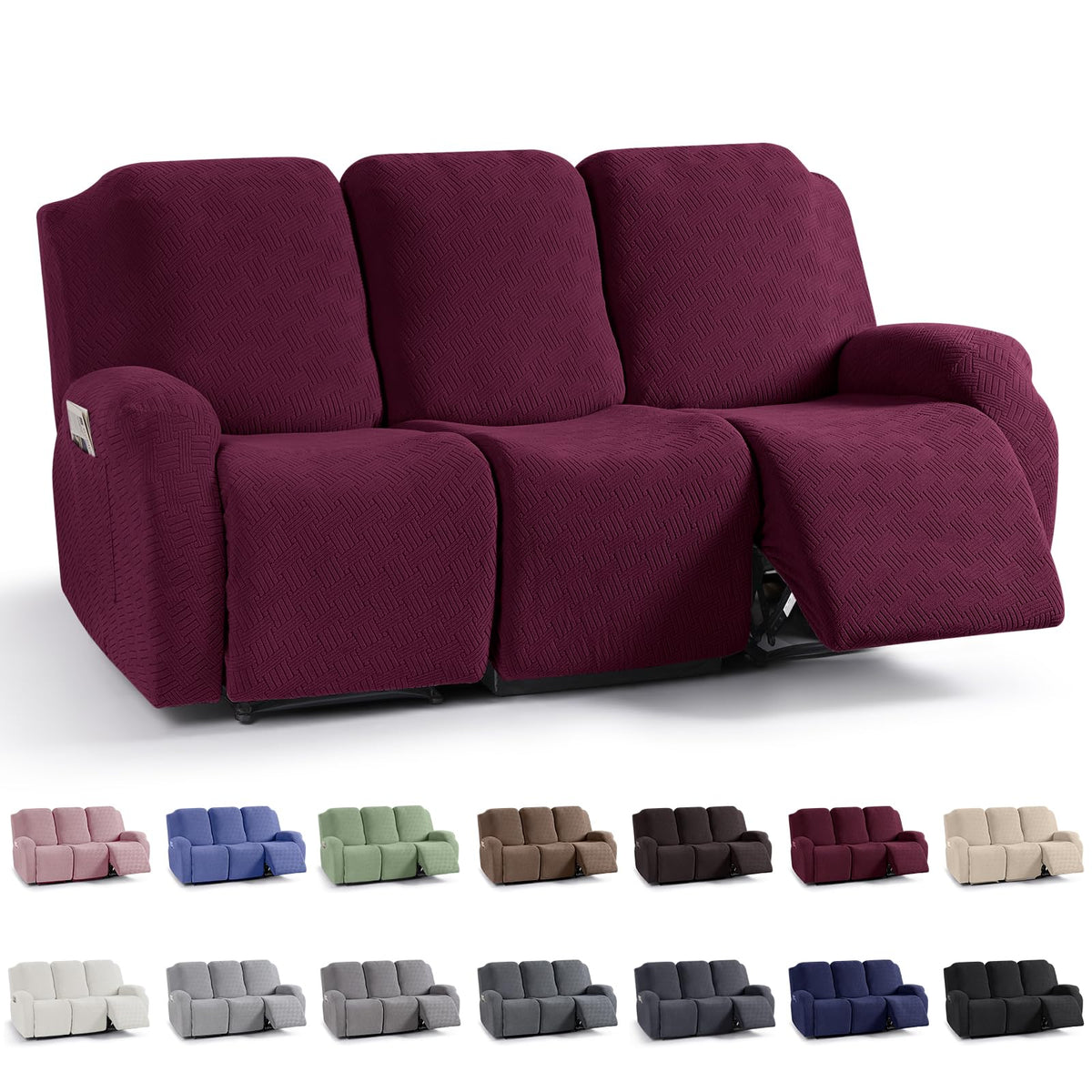 KinCam Recliner Sofa Covers, Stretch Reclining Cover, Dark Gray