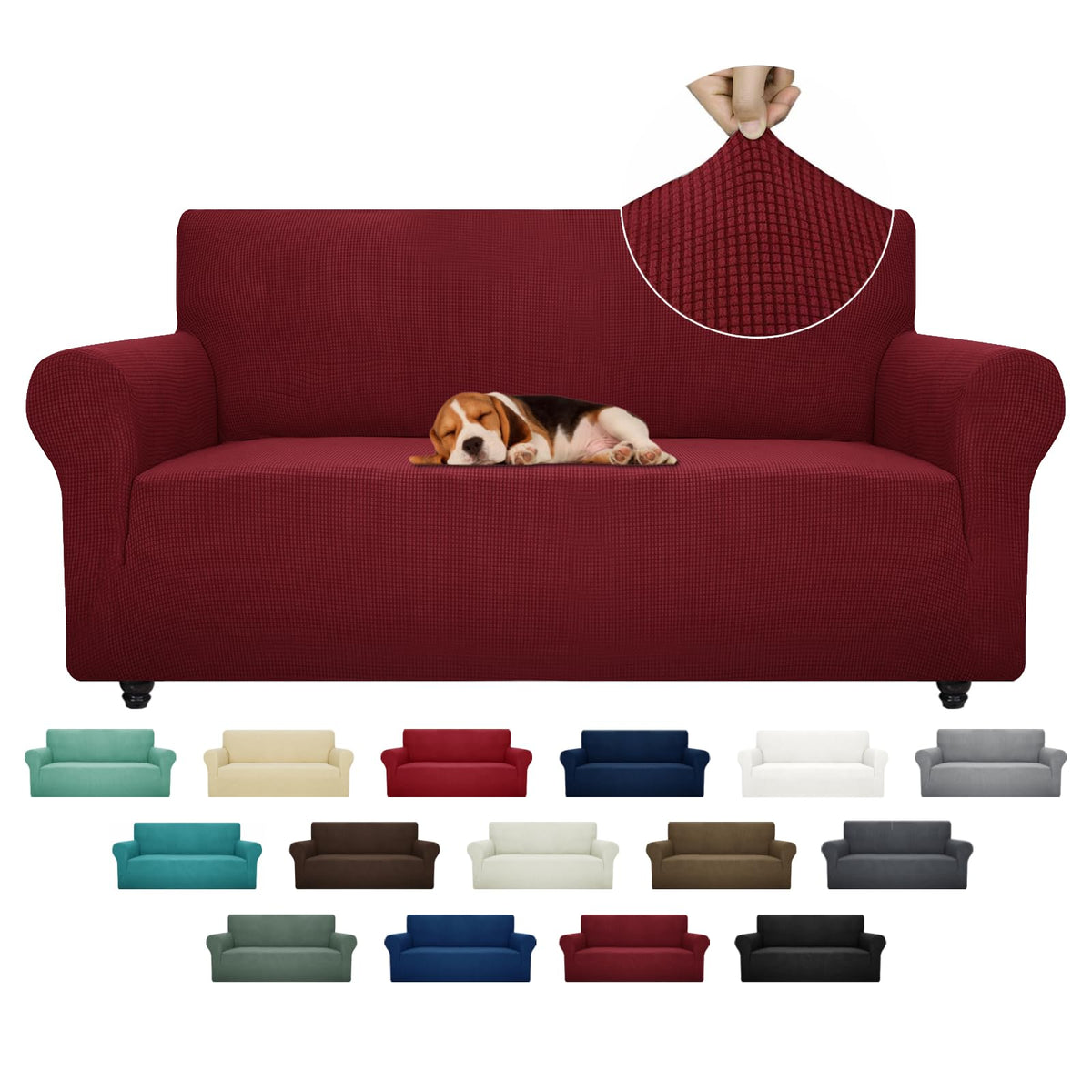 ZNSAYOTX Super Stretch Couch Cover (72"-92") Universal Sofa Covers with Elastic Bottom, Dog Cat Pets Friendly Washable Furniture Protector Fitted Sofa Slipcovers Stay in Place (Dark Grey, Sofa)