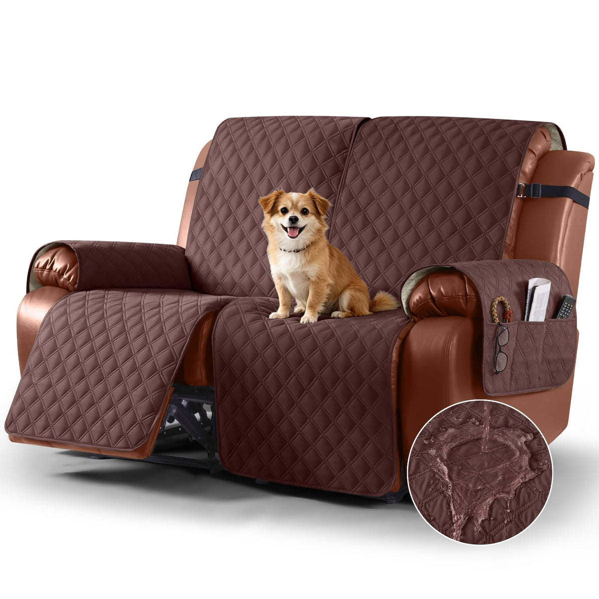 Ruaozz Waterproof Recliner Couch Covers, Non-Slip Sofa SlipCover, 3 Seater