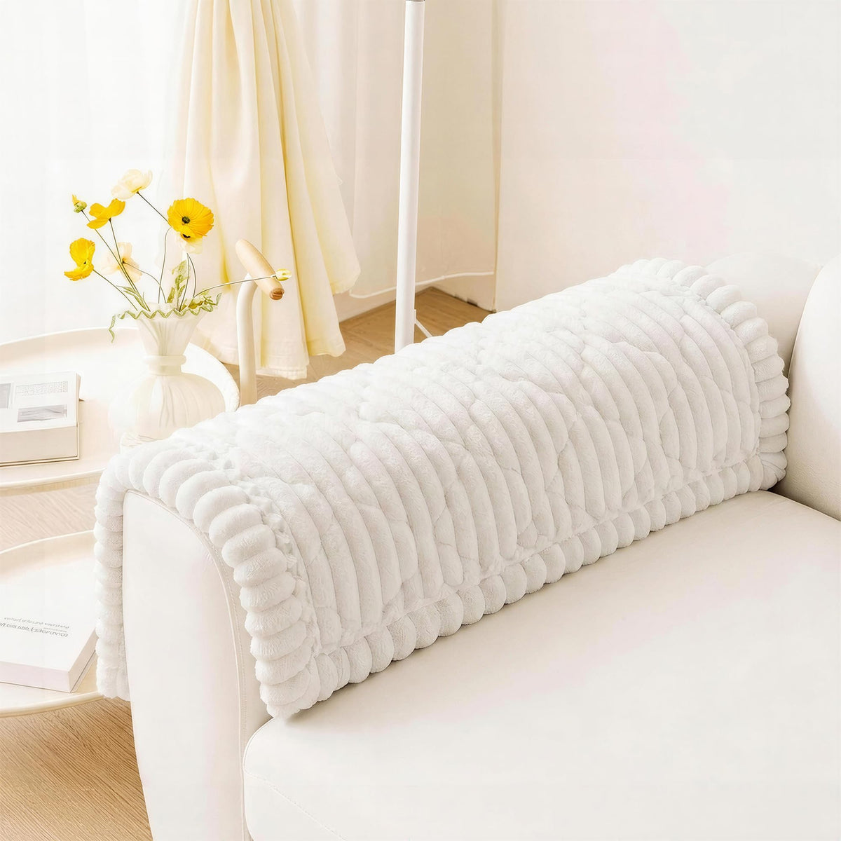 PuTian 100% Waterproof Fuzzy Couch Cover for Dogs White 27.6"x59"