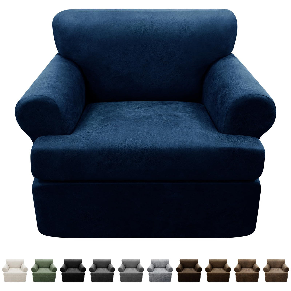 Couch Cover Leather Look 3 Seater Couch Sofa Cover 1-Piece Sofa Slipcover Stretch Furniture Protector with Elastic Bottom & Pockets(Sofa, Coffee)