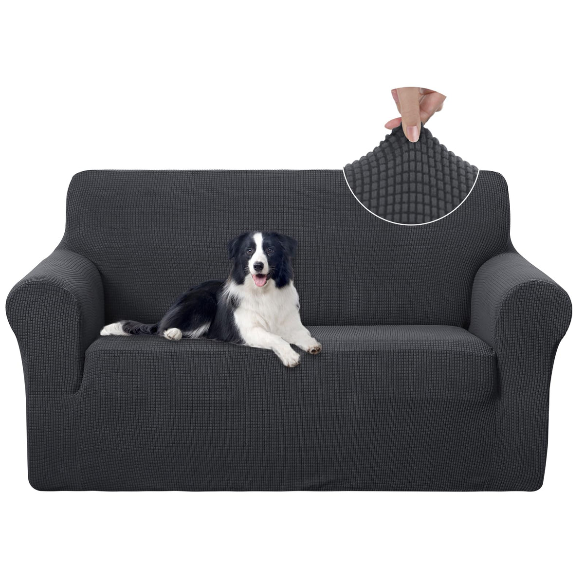 U-NICE HOME Stretch Couch Cover Slipcover for 3 Cushion Sofa, Chocolate