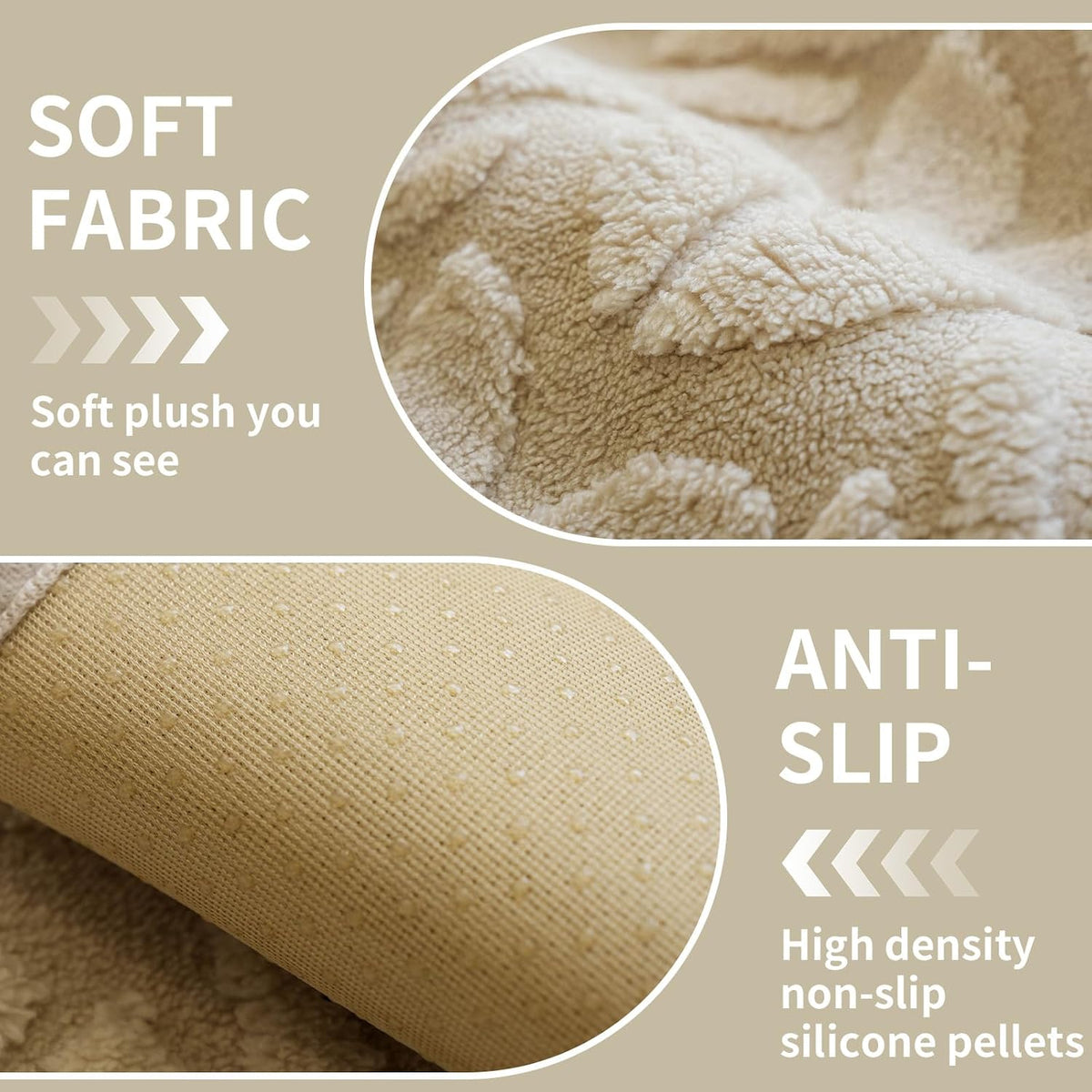 Couch Covers for Sofa, Plush Sofa Cover Washable, Geometric Jacquard Sofa Slipcovers, Non-Slip Couch Cover, Warm Couch Slipcover Furniture Protector for Kids, Pets (1PC,Khaki,36"×83")