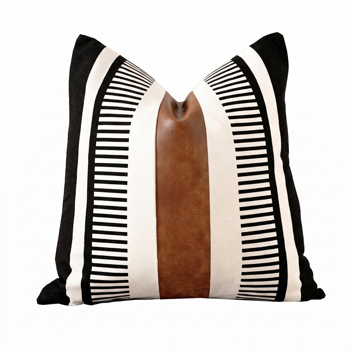 Decorative Striped Throw Pillow Cover 18x18 Black White & Brown