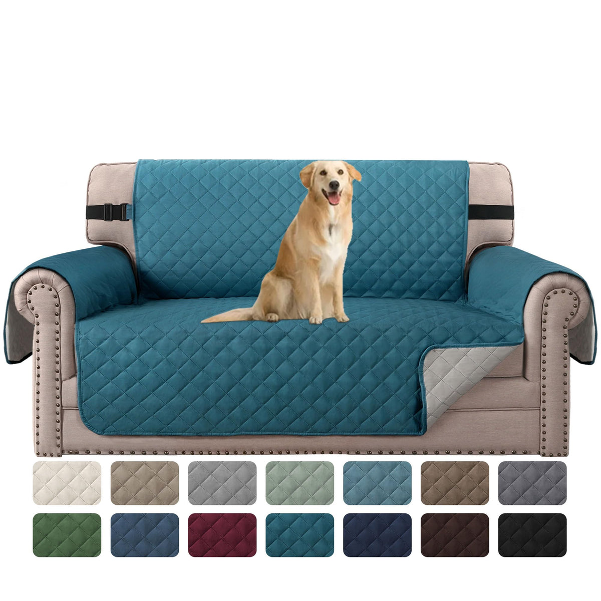 H.VERSAILTEX Reversible Couch Cover for 3 Cushion Cover Pet Friendly Sofa Cover for Dog Washable Furniture Protector Water Resistant Slipcover with Non Slip Elastic Strap(Sofa, Ivory/Beige)