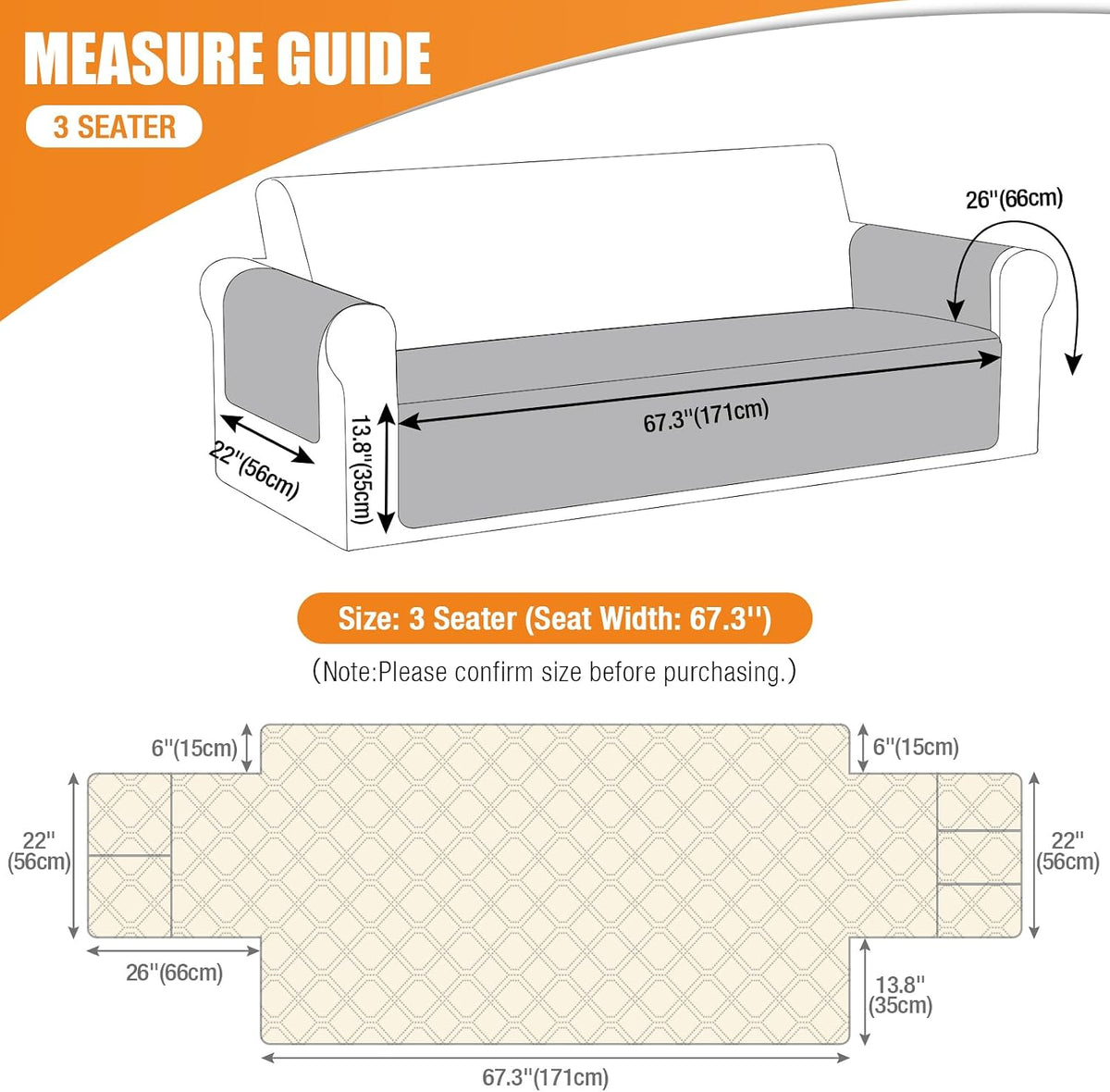 VANSOFY Waterproof Couch Cover for Pets, Dark Gray, 67.3"