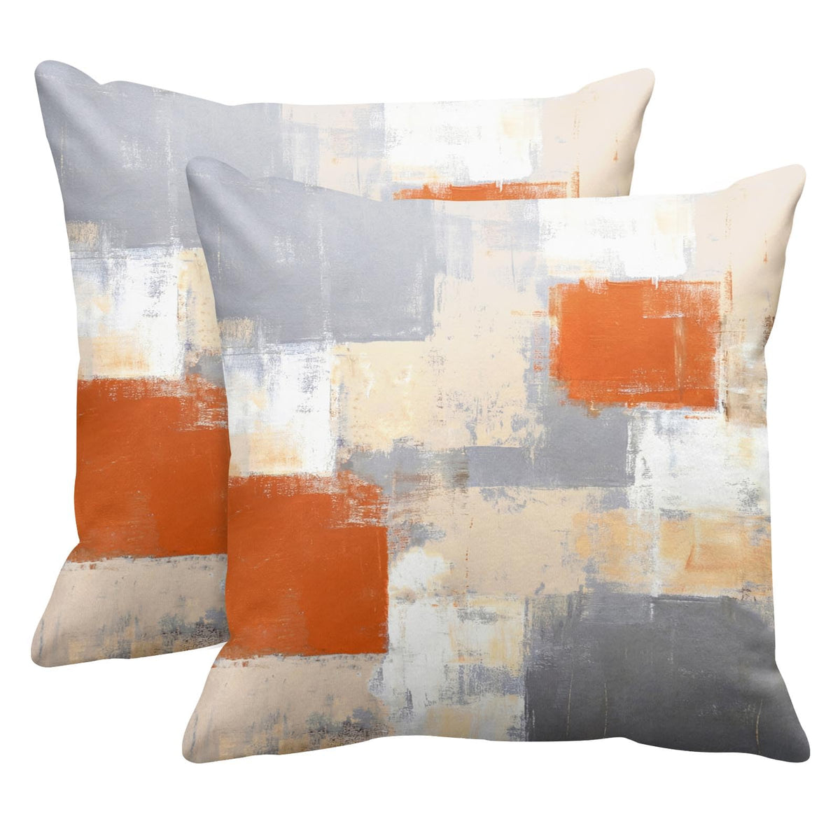 Britimes Throw Pillow Covers Set of 2, 18 x 18 Inch, Grey Brown Beige