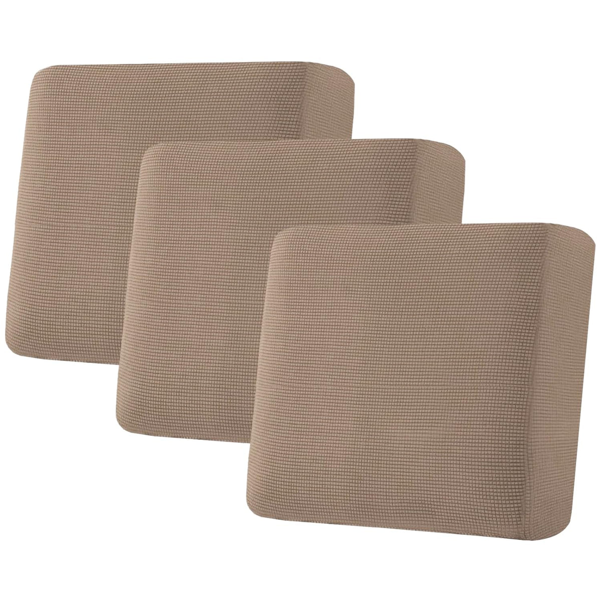 H.VERSAILTEX Super Stretch Individual Seat Cushion/Couch Slipcover Sets Thick Jacquard Textured Twill Fabric (3 Piece Sofa Covers, Sand)