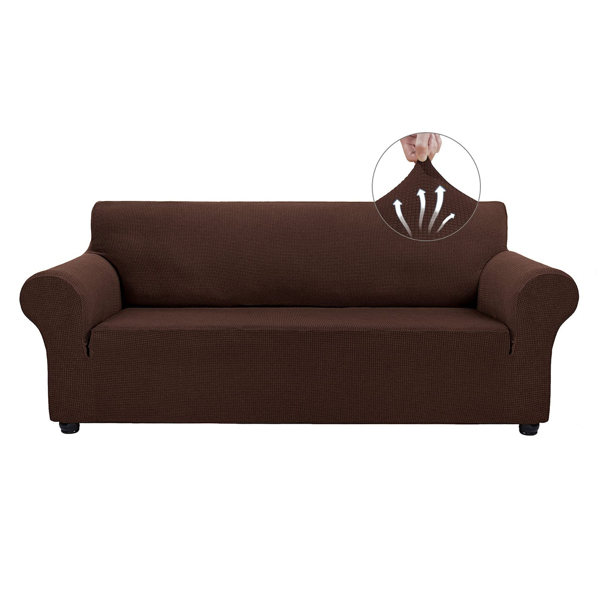 Asnomy Stretch Couch Covers for Sofa Washable, 3 Cushion Couch,Black