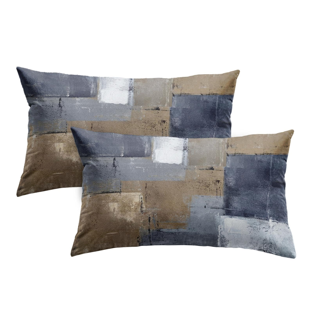 Britimes Throw Pillow Covers Set of 2, 18 x 18 Inch, Grey Brown Beige