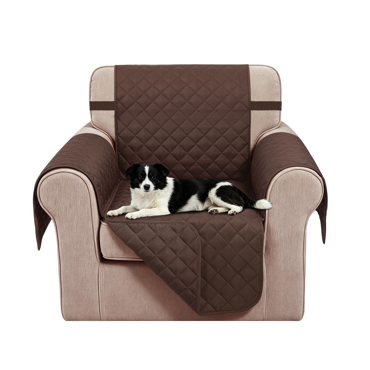 Reversible Sofa Cover for 3 Cushion, Chocolate/Beige