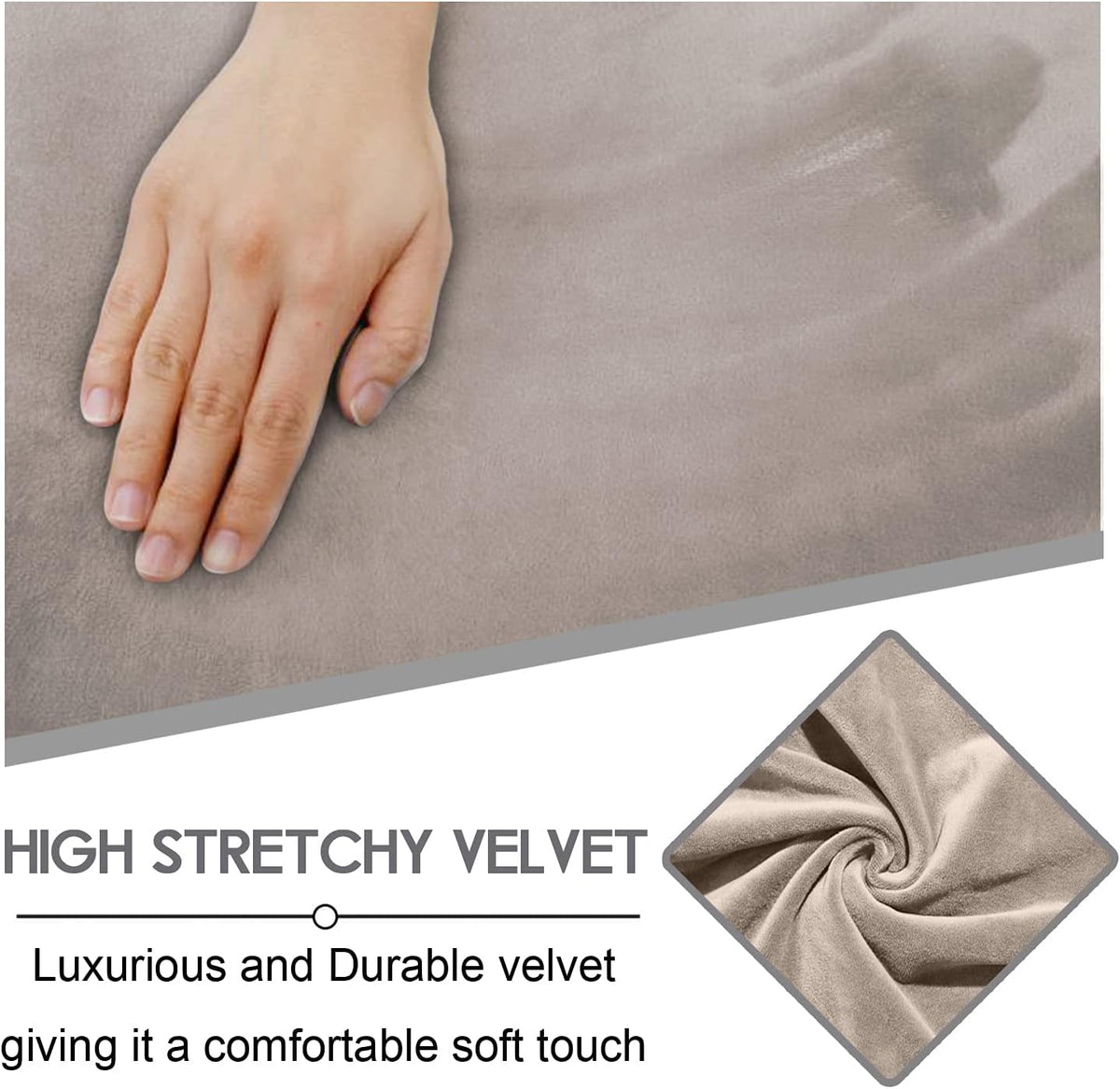 ULTICOR Velvet 8-Pieces Recliner Sofa Covers Stretch Reclining Couch Covers for 3 Cushion Reclining Sofa Slipcovers Furniture Covers Thick Soft Washable (3 Seater Recliner Cover, Taupe)