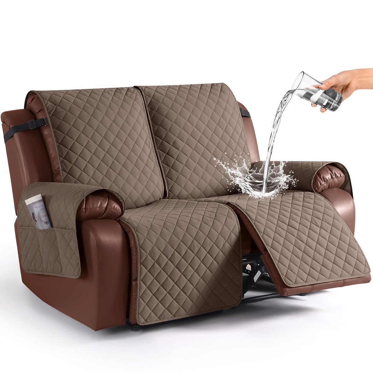KinCam Waterproof Recliner Sofa Covers Washable, 3 Seater, Chocolate