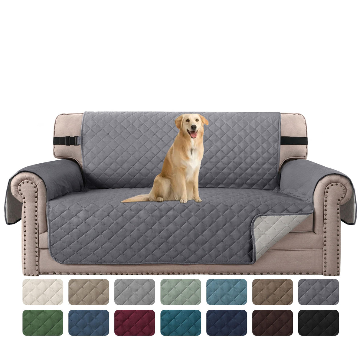 H.VERSAILTEX Reversible Couch Cover for 3 Cushion Cover Pet Friendly Sofa Cover for Dog Washable Furniture Protector Water Resistant Slipcover with Non Slip Elastic Strap(Sofa, Ivory/Beige)