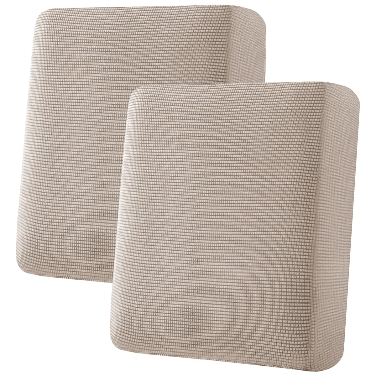 H.VERSAILTEX Super Stretch Individual Seat Cushion/Couch Slipcover Sets Thick Jacquard Textured Twill Fabric (3 Piece Sofa Covers, Sand)