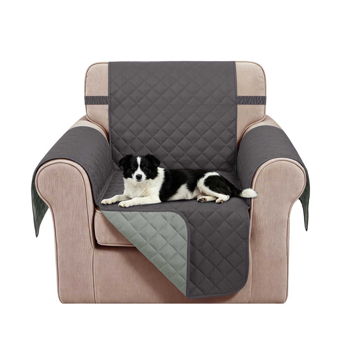 Reversible Sofa Cover for 3 Cushion, Chocolate/Beige