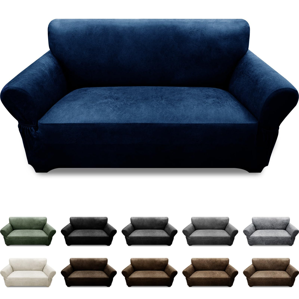 Couch Cover Leather Look 3 Seater Couch Sofa Cover 1-Piece Sofa Slipcover Stretch Furniture Protector with Elastic Bottom & Pockets(Sofa, Coffee)