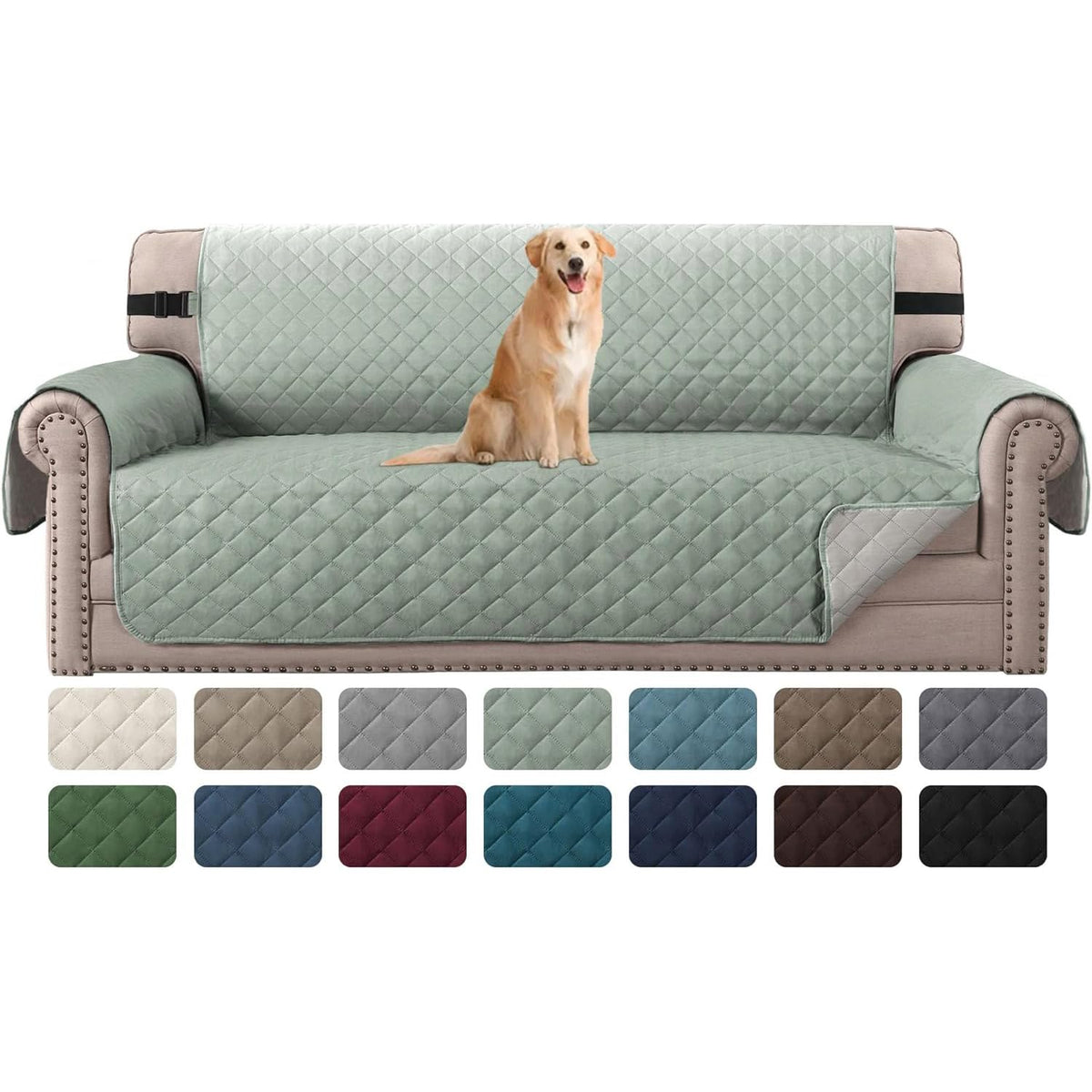 H.VERSAILTEX Reversible Couch Cover for 3 Cushion Cover Pet Friendly Sofa Cover for Dog Washable Furniture Protector Water Resistant Slipcover with Non Slip Elastic Strap(Sofa, Ivory/Beige)