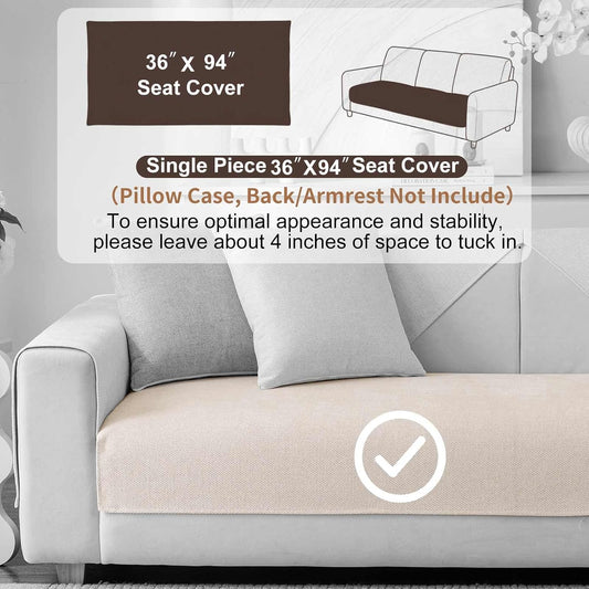 Soft Plush Couch Cover Washable, Non Slip Pluffy Sectional Sofa Covers for 3 Cushion Couch Sofa L Sharped Sofa Slipcover, Furniture Protector for Pets (1 PCS 36"x94" White)