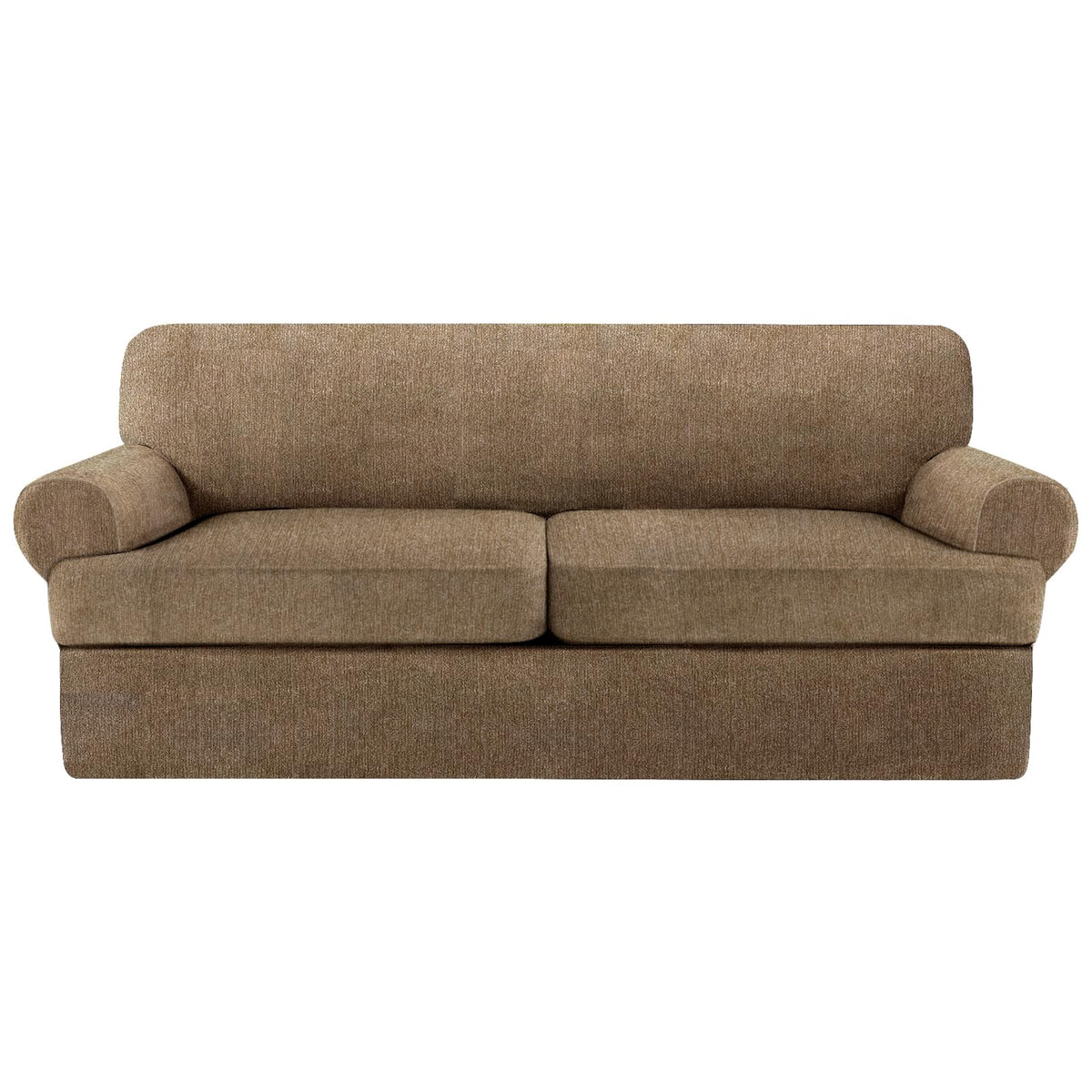4 Piece T Cushion Sofa Slipcovers Stretch Couch Cover Furniture Covers with 3 Individual T Cushion Covers, Machine Washable for Living Room (Green, 3 Cushions)
