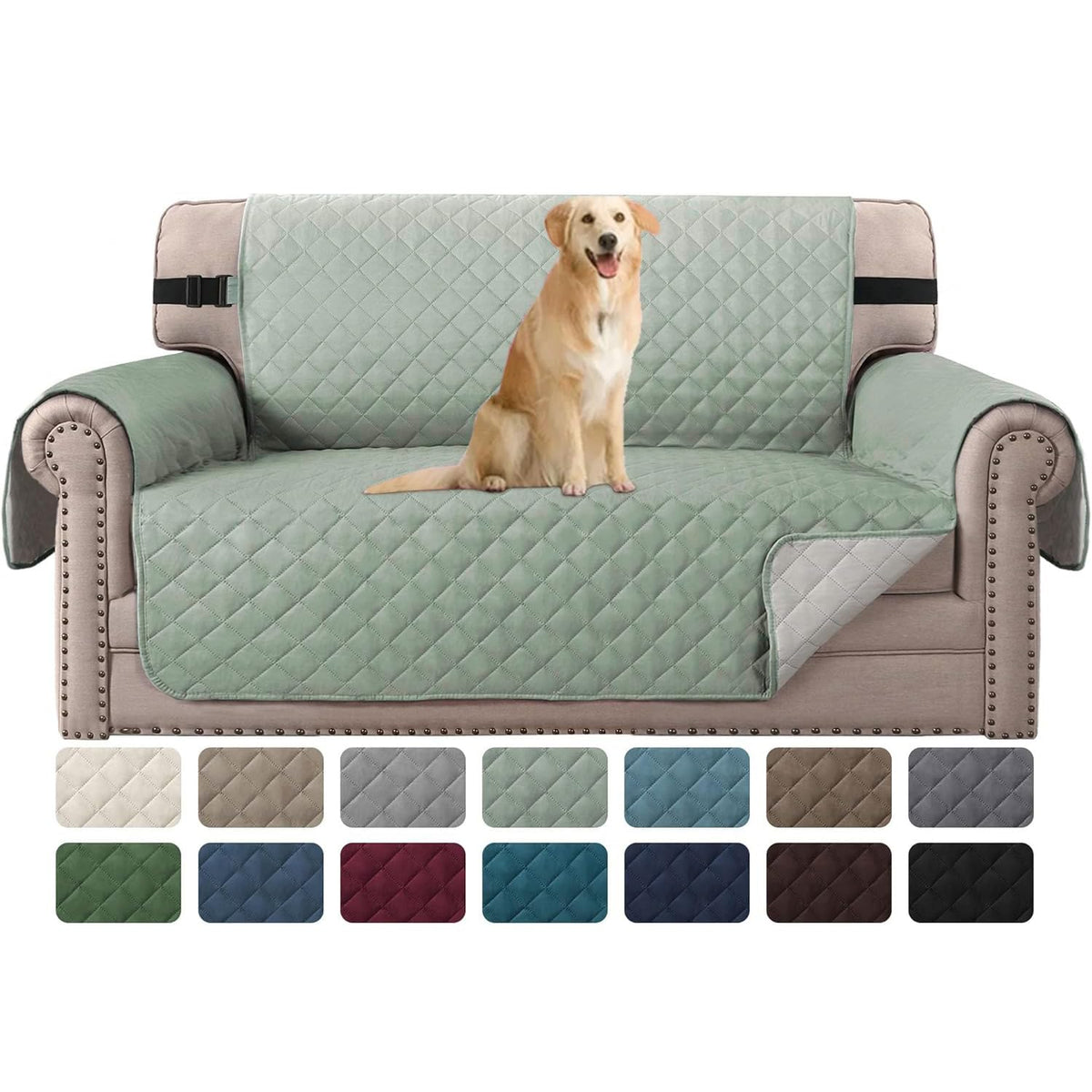 H.VERSAILTEX Reversible Couch Cover for 3 Cushion Cover Pet Friendly Sofa Cover for Dog Washable Furniture Protector Water Resistant Slipcover with Non Slip Elastic Strap(Sofa, Ivory/Beige)