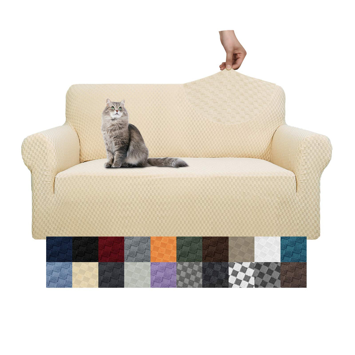 YEMYHOM Couch Cover Latest Jacquard Design High Stretch Sofa Covers for 3 Cushion Couch, Pet Dog Cat Proof Slipcover Non Slip Magic Elastic Furniture Protector (Sofa, Light Gray)