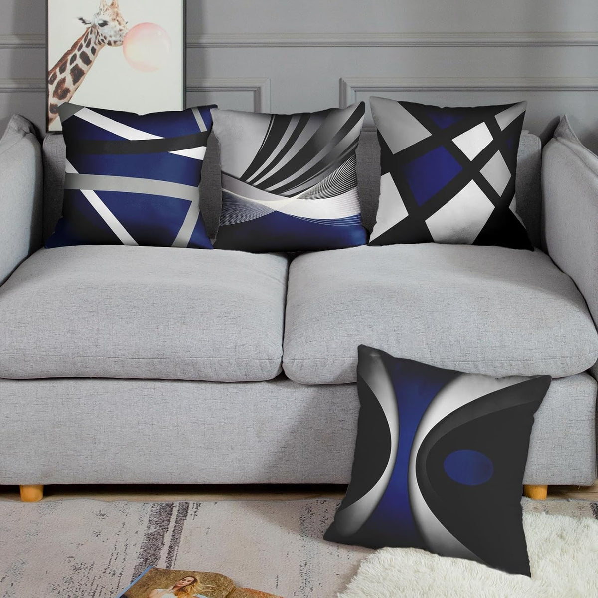 Emvency Throw Pillow Covers Set of 4, 18 x 18 Inch, Bold Stripes
