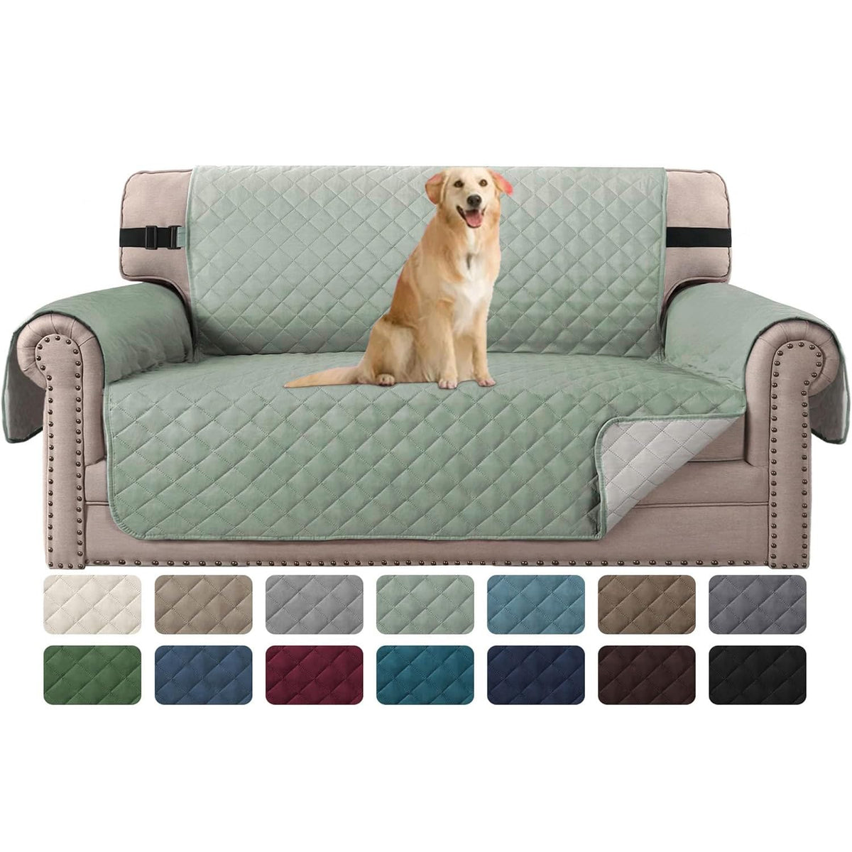 H.VERSAILTEX Reversible Couch Cover for 3 Cushion Cover Pet Friendly Sofa Cover for Dog Washable Furniture Protector Water Resistant Slipcover with Non Slip Elastic Strap(Sofa, Ivory/Beige)
