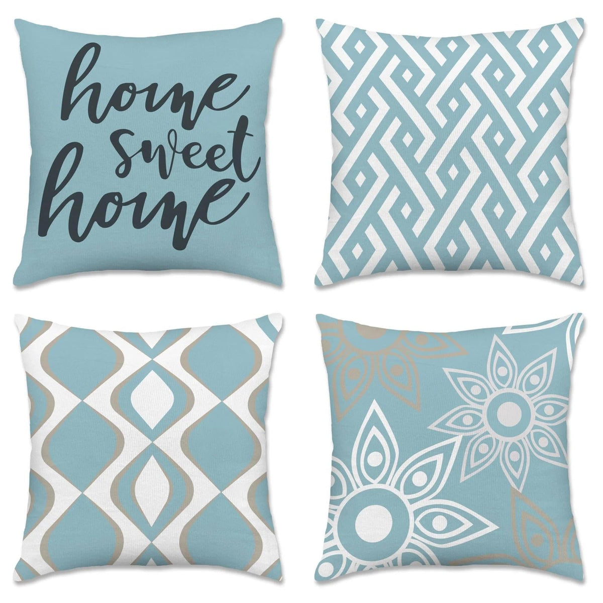 Hexagram Throw Pillow Covers 18x18, Gray Outdoor Pillow Covers Set of 4