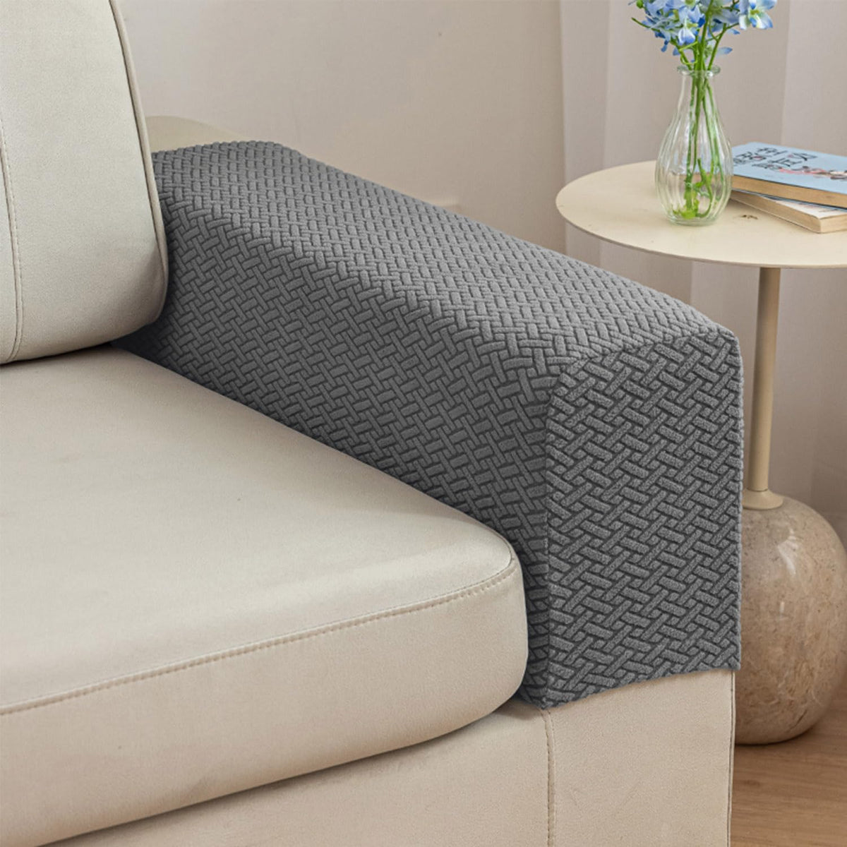 Sofa Covers Couch Covers for Sofa Pet Friendly Couch Cushion Covers Universal Sofa Covers Washable Stretch Slipcovers for Sectional Sofa (Texture Light Gray,Large Single Seat Cover)