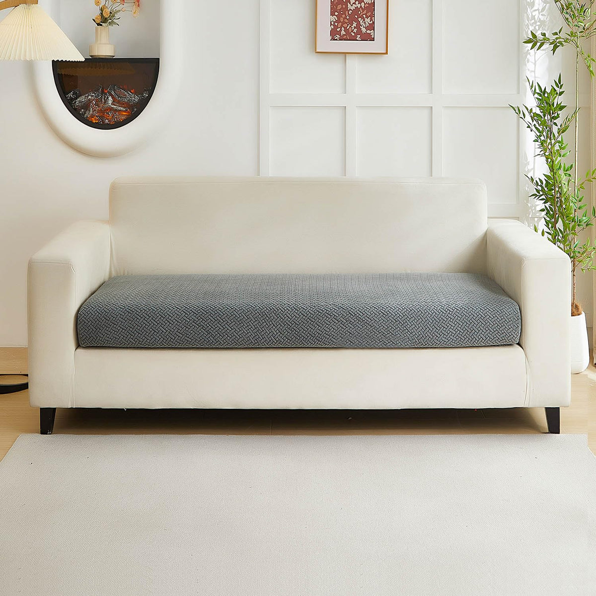 Sofa Covers Couch Covers for Sofa Pet Friendly Couch Cushion Covers Universal Sofa Covers Washable Stretch Slipcovers for Sectional Sofa (Texture Light Gray,Large Single Seat Cover)