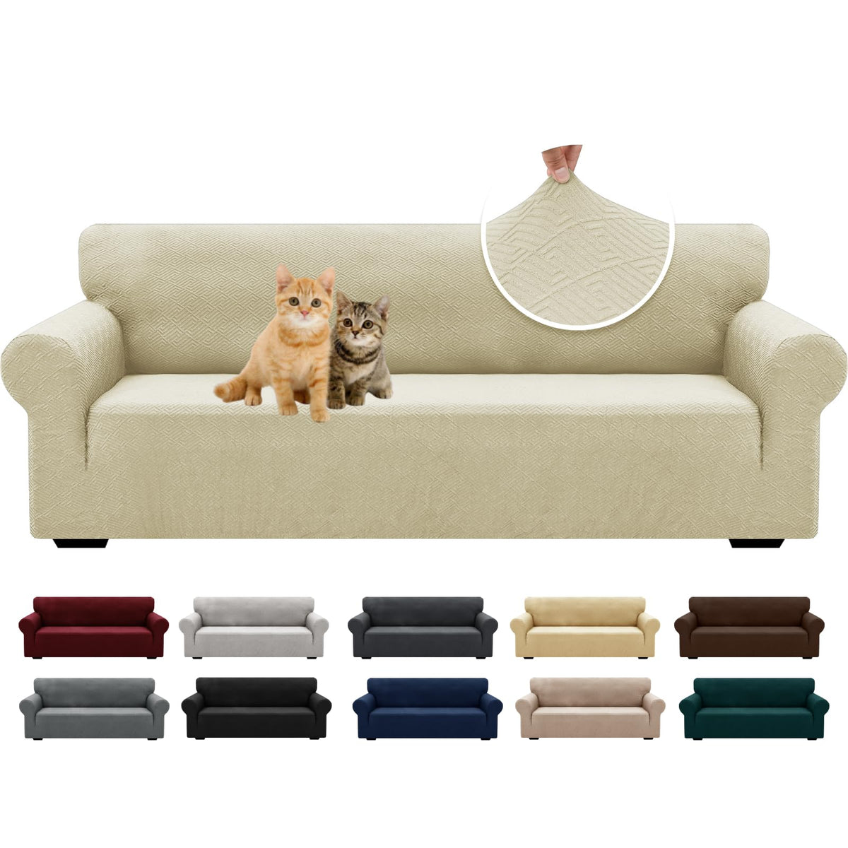 XINEAGE Stretch Jacquard Sofa Cover, Non Slip Sofa Slipcover for Dog