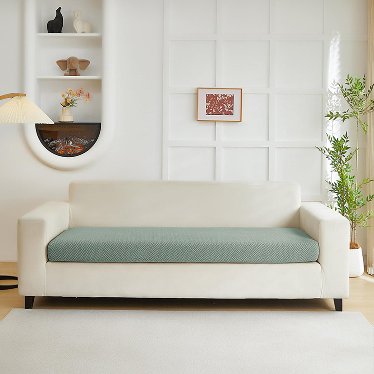 Yoovat Couch Cushion Covers for Sofa Couch Covers Wear-Resistant Universal Sofa Cover Washable Stretch for Sectional Slipcovers (Texture-Light Gray,Large Single Seat Cover)