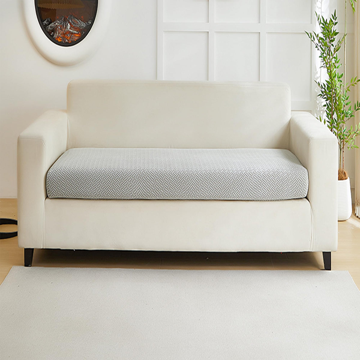 Yoovat Couch Cushion Covers for Sofa Couch Covers Wear-Resistant Universal Sofa Cover Washable Stretch for Sectional Slipcovers (Texture-Light Gray,Large Single Seat Cover)