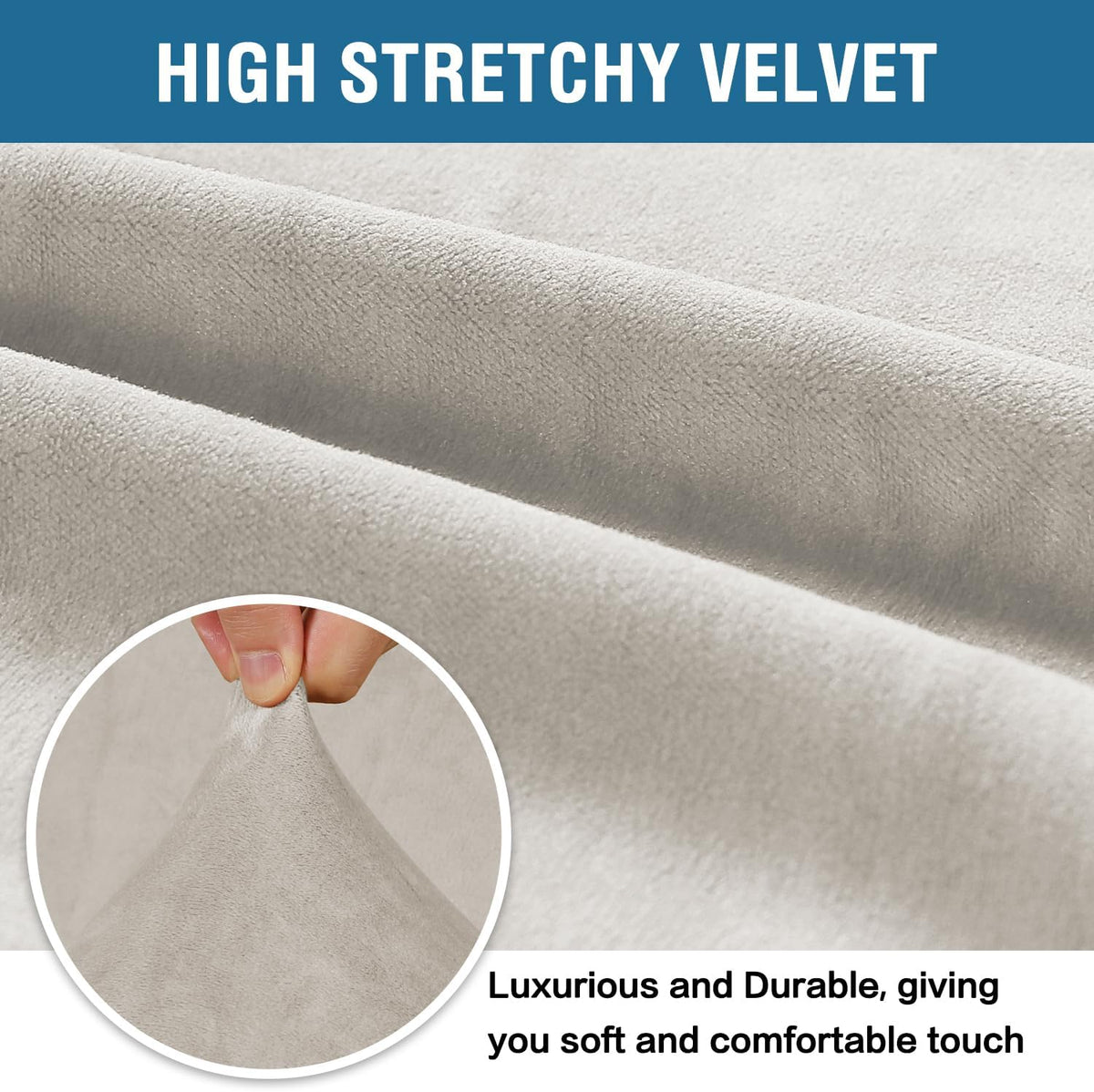 H.VERSAILTEX 1 Peice Stretch Velvet Sofa Covers for 3 Cushion Couch Covers Sofa Slipcovers Furniture Protector Soft, Crafted from Thick Comfy Rich Velour (Sofa 72"-90", Oatmeal)