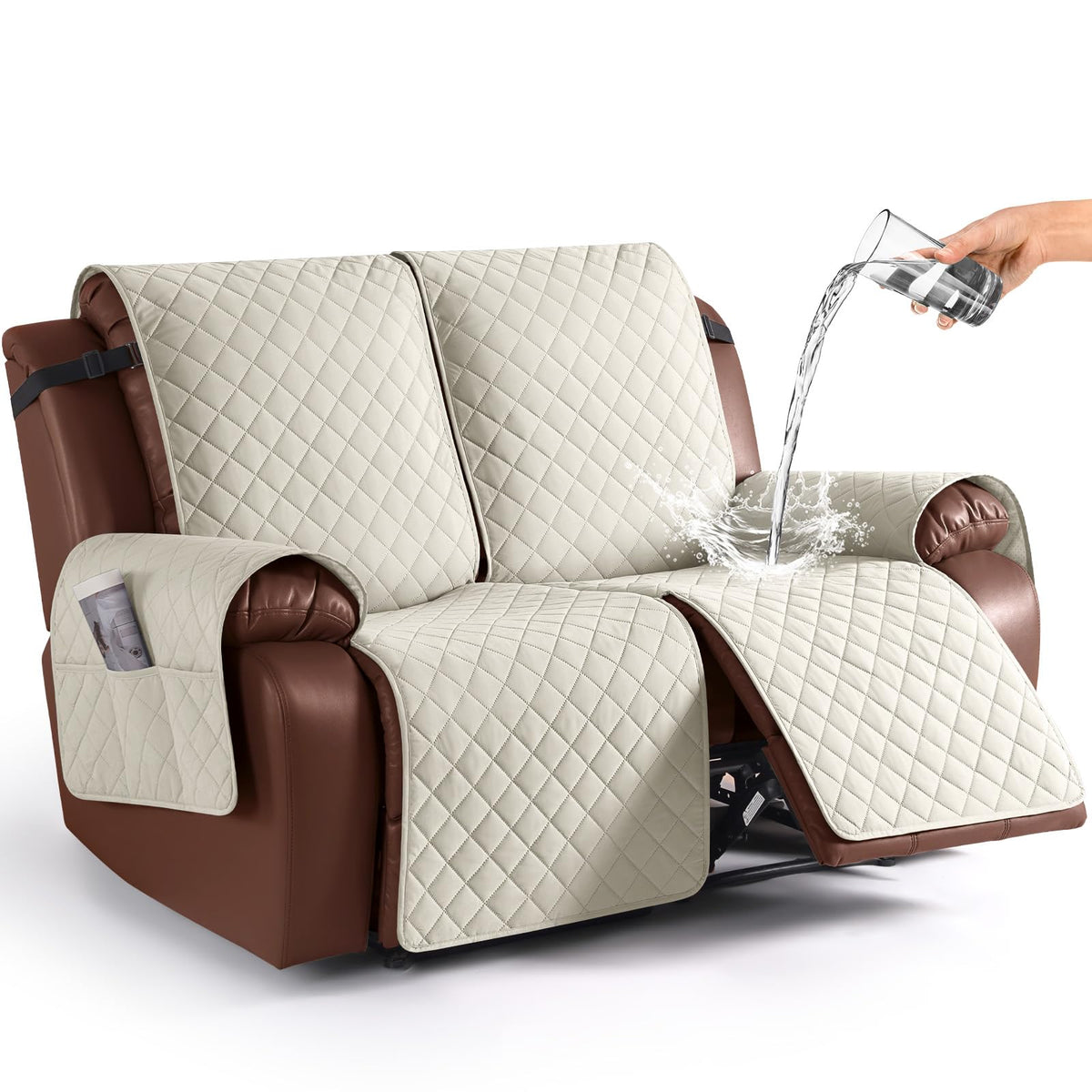 KinCam Waterproof Recliner Sofa Covers Washable, 3 Seater, Chocolate