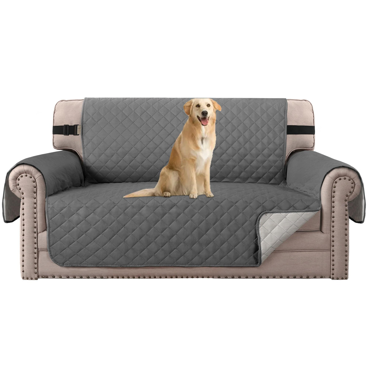 H.VERSAILTEX Reversible Couch Cover for 3 Cushion Cover Pet Friendly Sofa Cover for Dog Washable Furniture Protector Water Resistant Slipcover with Non Slip Elastic Strap(Sofa, Ivory/Beige)
