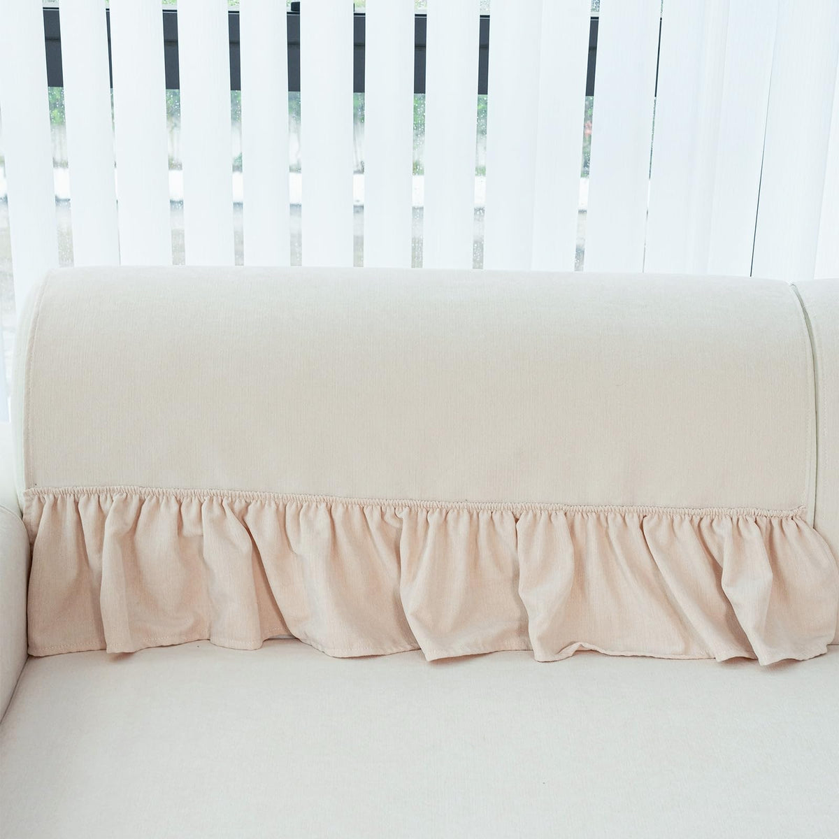 Chenille Sectional Sofa Covers Herringbone Washable Funny Fuzzy Non-Slip Protector for L-Shaped (Beige Brown, 36"x 83")